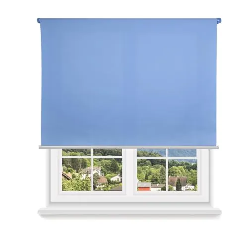 HOME MERCURY - Estor Enrollable translúcido Liso (100x180 cm, Azul)