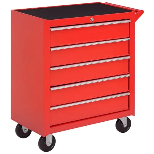 DURHAND Caja Taller Carro de Herramientas con Ruedas 69x33x75cm Rojo