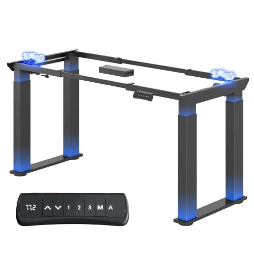 FLEXISPOT Escritorio Elevable Eléctrico Marco de Mesa Estructura Escritorio Elevable con 4 Patas, Marco de Acero de Mesa de Comedor y con 2 Motores, con Memoria de 4 Botones- Carga de 150KG,Negro