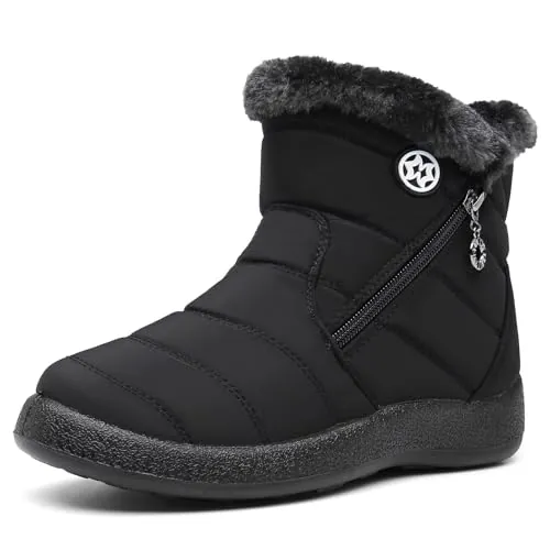 Hsyooes Botas Mujer Nieve Botines de Invierno Impermeable, Negro A, 39EU | Zapatos Forradas Calentitas, Cómodas, Antideslizante, Cálido, Ligero, Cremallera