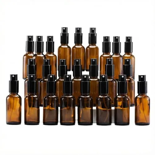 YIZHAO Ambar Bote Spray Pulverizador Cristal 30ml, Pulverizador Cristal Pequeño con Fina Niebla, para Aceite Esencial, Aromaterapia, Perfume,Limpieza, Viaje, Agua,Farmacia, Laboratorio – 24Pcs