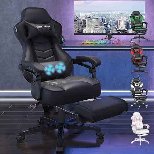 YU YUSING Silla Gaming Ergonómica con Masajeador, Silla Gaming Profesional