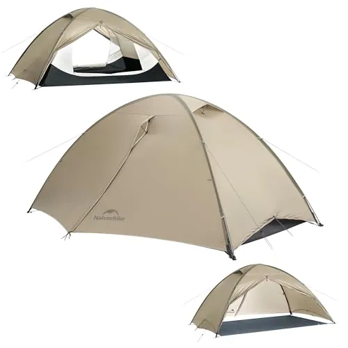 Naturehike Giling Pro - Tienda de campaña tipo cúpula para 1 o 2 personas, 4 estaciones, ultraligera e impermeable, para mochileros, excursiones y actividades al aire libre (marrón/2 personas)