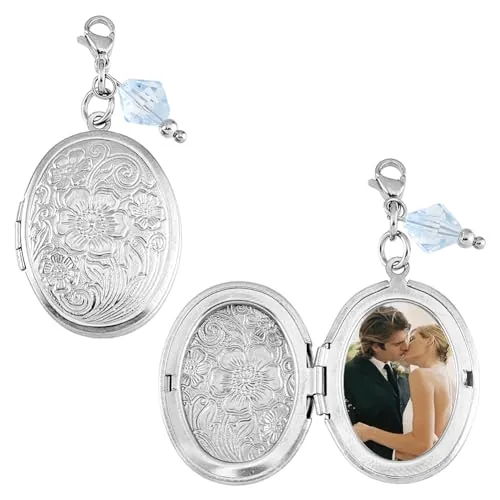 SUPERFINDINGS 2pcs Medallón Ramo Colgante Decoraciones Ramo de Boda Marco de Fotos Encantos de Ramo Ovalado con Flor 316 encantos de Fotos de Novia de Acero Inoxidable