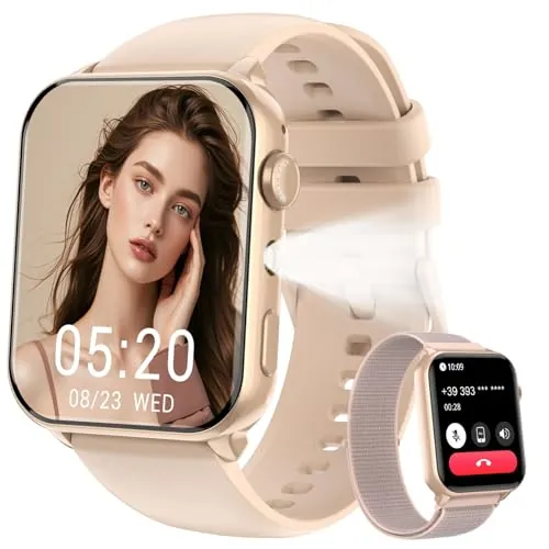 IOWODO Reloj Inteligente Hombre Mujer, Smartwatch Mujer con 2 Correas,1.91" Reloj Deporte con Llamadas Bluetooth, Monitor Cardíaco 24h/SpO2/SueñoBluetooth,100 Modos Deporte para iOS Android