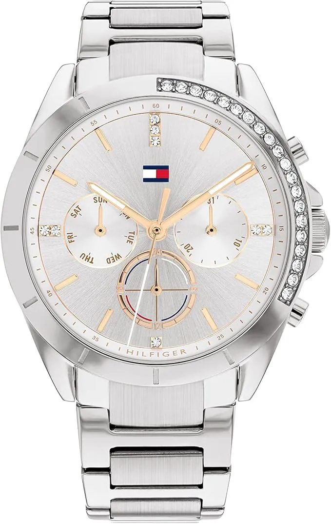 Tommy Hilfiger Reloj Analógico de Cuarzo Multifunción para Mujer con Correa de Acero Inoxidable - Disponible en versión Oro o Plata