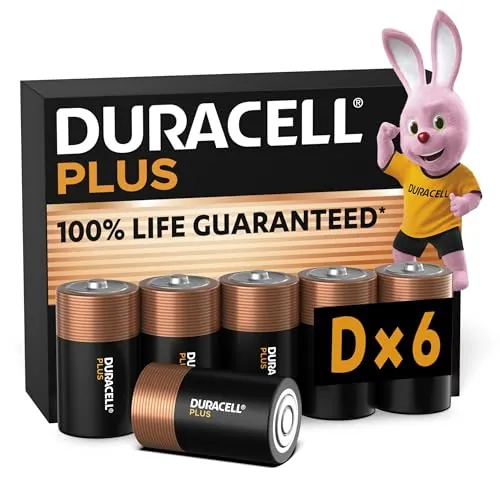 Duracell Plus pilas D (pack de 6) - Alcalinas 1,5 V - 100 % de duración garantizada - Fiabilidad para dispositivos cotidianos - Embalaje sin plástico - 10 años de almacenamiento - LR20 MN1300