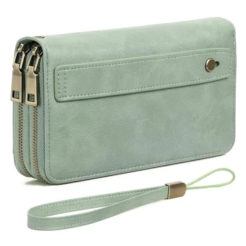 GAEKEAO Cartera Mujer Grande, Monedero Mujer Doble Cremallera con Bloqueo RFID, con Muchas Ranuras para Tarjetas Billetera, Regalos para Señoras