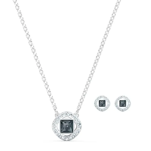 Swarovski Conjunto Una Angelic, Gris, Baño de rodio