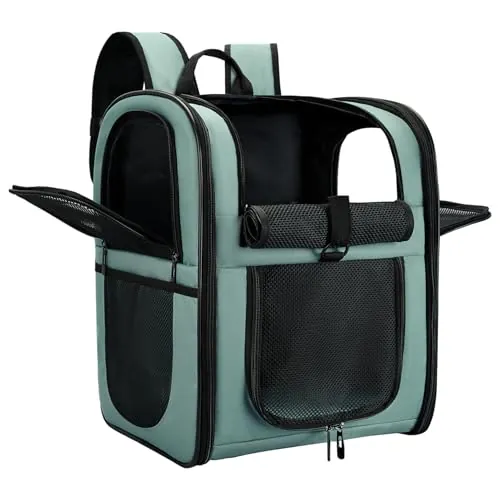 Apollo Walker Mochila para Perros y Gatos Azul | Malla transpirable, base estable, interior amplio, espalda acolchada, tirantes anchos, clip de seguridad