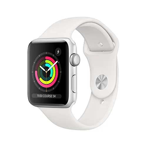 Apple Watch Series 3 GPS, 42 mm Aluminiumgehäuse, Silber, mit Sportarmband, Weiß