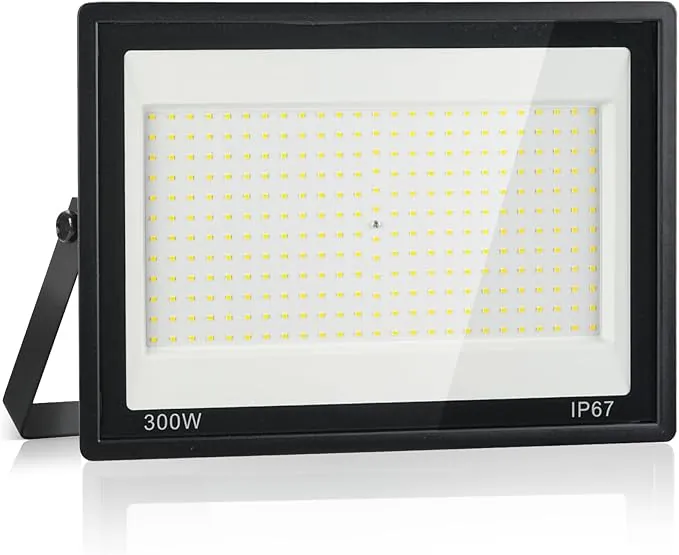 Foco LED Exterior 300W,Iluminación de Seguridad,7000K Blanco Frío,30000LM Super Brillante,IP67 Impermeable,300 LEDs,Foco de Exterior para Jardín,Patio,Garaje,Taller, Pasillo