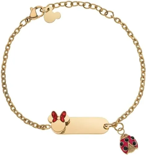 Disney Pulsera Lucky Minnie Colección Acero Inoxidable Color Oro para Niñas, 18cm