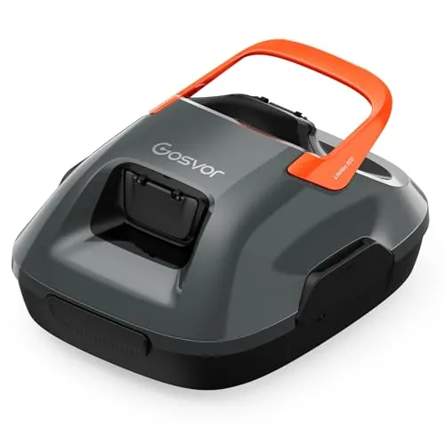 Gosvor (Nuovo 2026) Robot Limpiafondos Piscina Inalámbrico - Aspirador Piscina, 90 Min Autonomía, Autoestacionamiento, Fácil Uso, Robot Piscina para Suelo, Piscinas 80m², Gris-Naranja