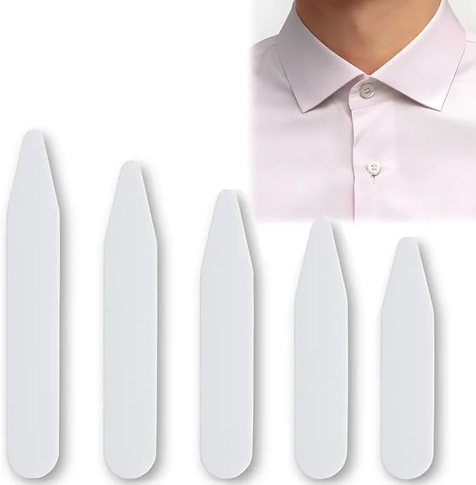 50 Piezas Refuerzos de Huesos de Plástico para Cuello de Camisa de Hombre, Ballenas de Plástico Blanco para Camisas, Varillas de Plástico para Cuello, Cuello de Camisa