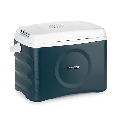 Klarstein Nevera eléctrica, BeerBelly 21-21 L, 3 Conexiones: 230 V, 12 V, Encendedor y USB, para Coche, para Coche, camión, Camping, Enchufe, Azul