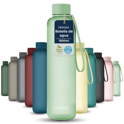 Twinzee Botella Tritán 1,5 L Sin BPA Antifugas Verde Claro
