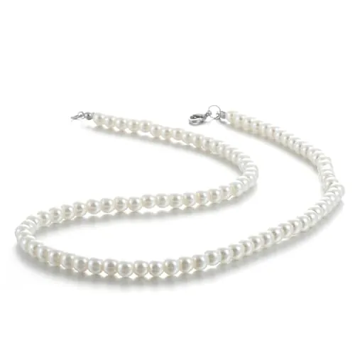 AFSTALR Collar de Perlas para Hombre Gargantilla de Perlas Blancas Joyería de Regalo de Cumpleaños y Navidad para Hombres y Mujeres 6 mm 50 cm