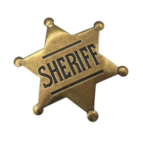 Sarini Broche con insignia de sheriff vintage, accesorio conmemorativo con hexagrama para agentes de la ley y coleccionistas