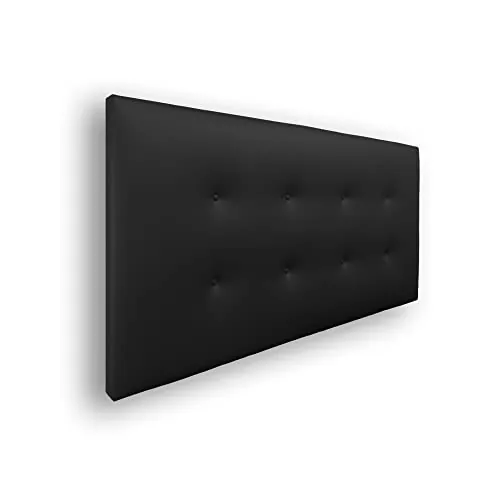 Silcar Home - Cabecero de Cama Carlo 160 Negro - Estructura de Madera, Tapizado en Polipiel, Diseño Moderno con Dos hileras Botones, Fácil Instalación - Polipiel Negro, 160 cm