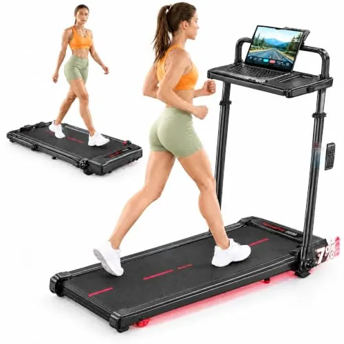 Hometro Cinta de Correr Eléctrica, Motor Silencioso 3.0 CV, Cinta de Andar Plegable con Inclinación 7%, Velocidad hasta 12 KM/H, Pantalla Dual, Soporta hasta 120kg, para Hogar/Oficina