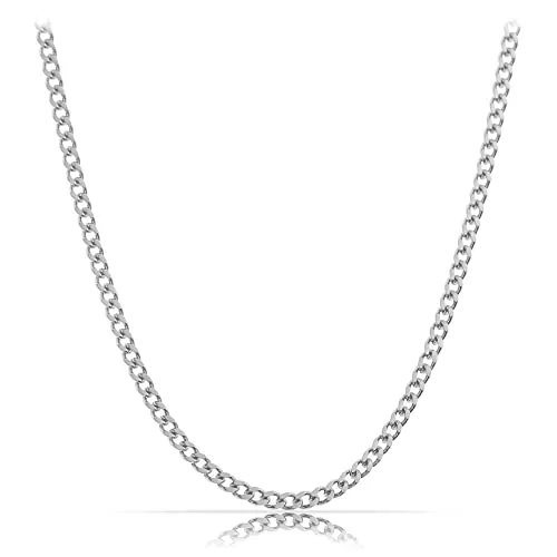 Made by Nami Collar de Acero Inoxidable para Hombres Collar Maciza de 60cm. Cadena Reforzada Hecha a Mano. Regalo para Él. Joyería para Hombres (Plata 2mm)