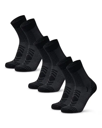 DANISH ENDURANCE Calcetines Senderismo Ligeros, 3 Pack Negro 43-47