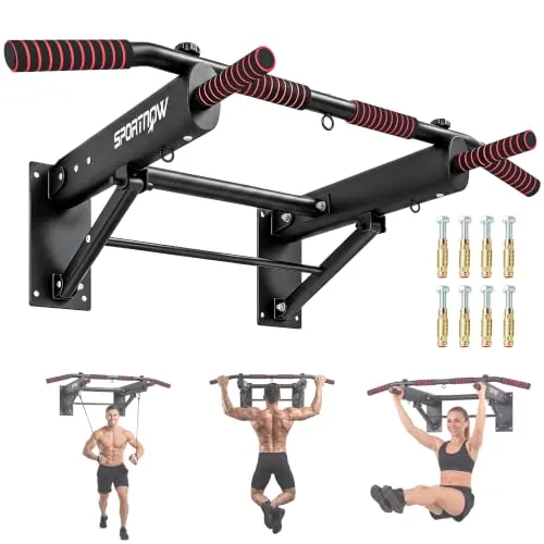 SPORTNOW Barra de Dominadas para Pared Plegable, Carga 120 kg, Negro