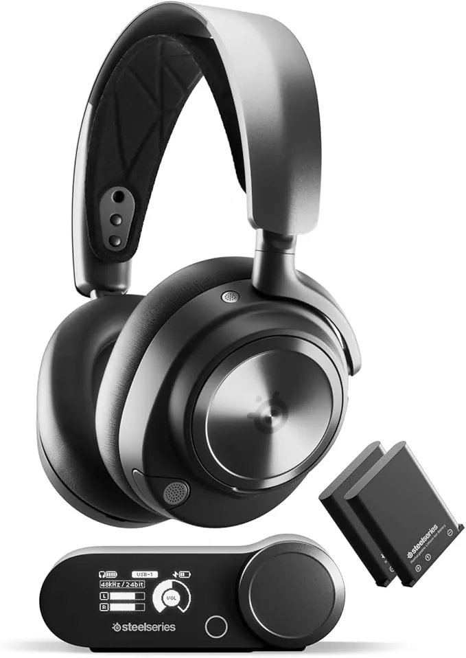 SteelSeries Arctis Nova Pro Wireless - Cascos Gaming Inalámbricos Multisistema - Controladores magnéticos de neodimio - Cancelación de ruido - Infinity Power System - PC, PS5, PS4, Switch 2, Móvil