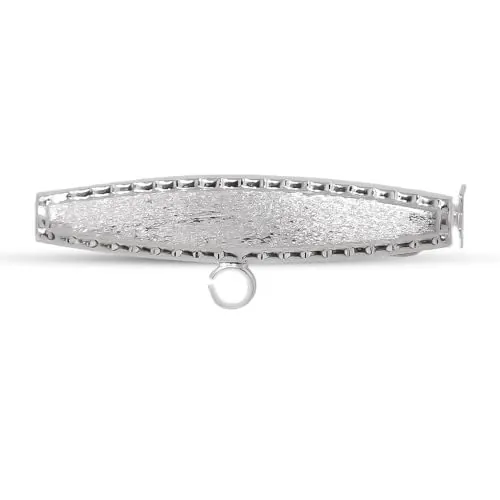 Alfiler Plata Ley 925m broche bebé 3cm. forma ovalada laterales rectos detalles tallados borde