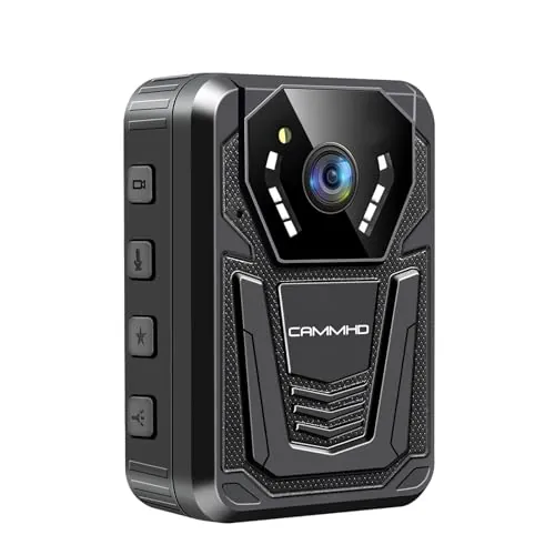 CAMMHD Cámara Corporal 4K F6-256G, 12-14 Horas de Autonomía, Visión Nocturna Camara Corporal Protección IP68, Códec H.265, Ideal para Aplicación de la Ley y Seguridad