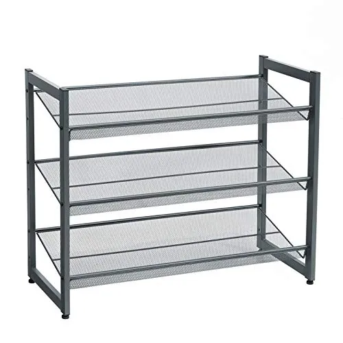 SONGMICS Zapatero de Metal con 3 Niveles, Apilable, 74 x 30,5 x 61,5 cm