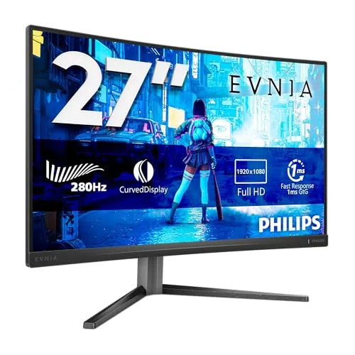 PHILIPS Evnia 27M2C5200W Gaming Monitor 27 Pulgadas 280Hz Panel Fast VA, 1ms GtG, HDR10, Altura Ajustable, (1920x1080 HDMI 2X 2.0) Gris Oscuro
