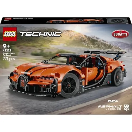 LEGO Technic Hipercoche Bugatti Chiron Pur Sport 42222 | Juguetes para niños de 9+ años, maqueta de coche de carreras con motor W16 y dirección, regalo de cumpleaños, 771 piezas