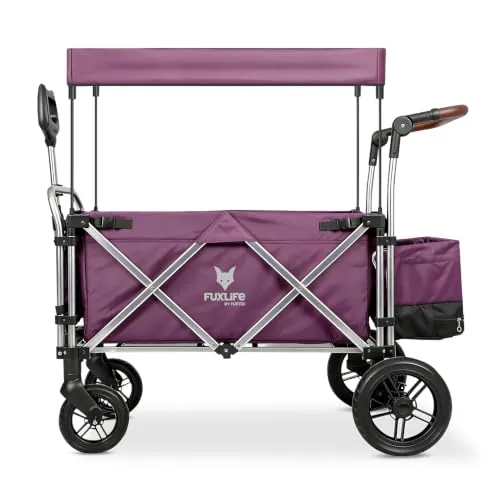 FUXLIFE Handcart FX-CTL900 púrpura - Premium Plegable - Carrito de Transporte para niños con toldo - Interior Acolchado y arnés de 5 Puntos - Ruedas con muelles