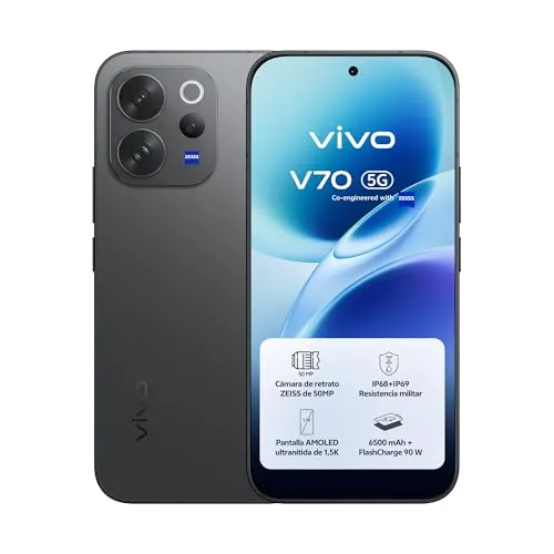 vivo V70 12GB+512GB ZEISS50MP Vídeo4K 6500 Pantalla1,5K Huella3D IP68