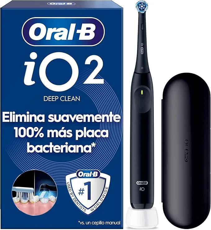 Oral-B iO 2 Cepillo de Dientes Eléctrico Negro Noche, 1 Cabezal, 1 Estuche De Viaje, 3 Modos De Cepillado, Sensor De Presión y Temporizador, Diseñado por Braun