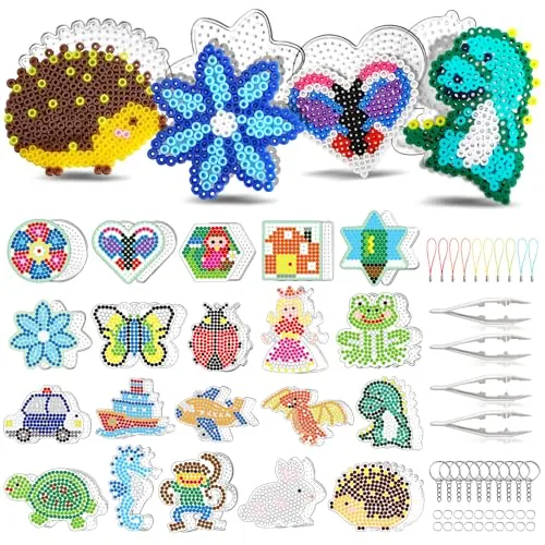FUNZBO 20x Plantillas de Cuentas para Planchar Animales, Kit DIY