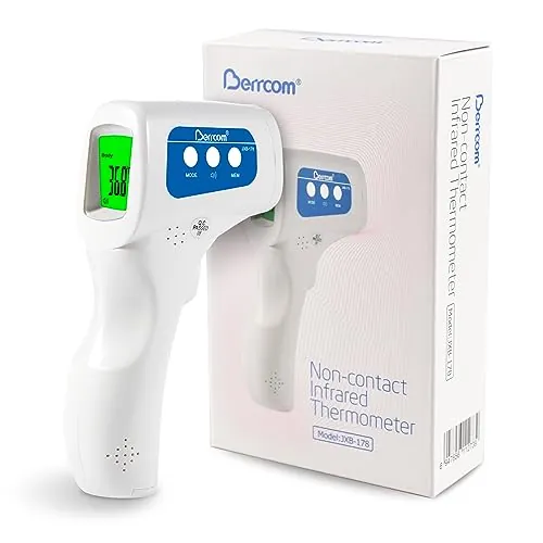Berrcom Termómetro Digital Termómetro Frente Infrarrojo sin Contacto Termómetro Bebés, Médico Termometros pantalla Retroiluminada de Tres Colores, Temperatura de Lectura Instantánea, ℉ y ℃ Conmutable