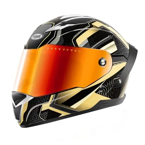 YEMA YM-850 - Casco Integral para Moto, Hombre y Mujer, Dorado/MT-Black, ECE 22.06
