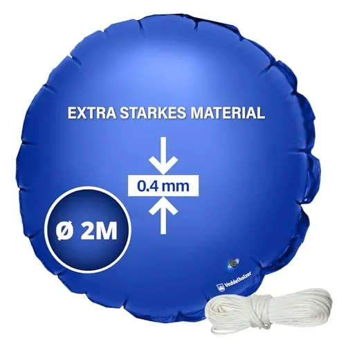 Veddelholzer Cojín redondo XXL de 2 m de diámetro para piscina, incluye cuerda de fijación de 6 m y kit de reparación, cojín de aire para cubierta de piscina. Accesorio de piscina perfecto para