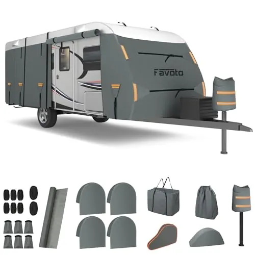 Favoto Funda Caravana Transpirable Exterior - Lona para Caravana Cubierta Protectora 420D Oxford Cortaviento Transpirable Antipolvo Protección UV Verano Invierno 660x220x250cm