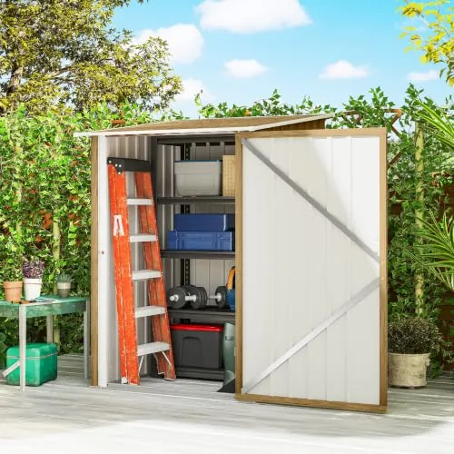 Outsunny Caseta de Jardín Exterior 0,92 m² 100x103x160 cm Marrón Claro