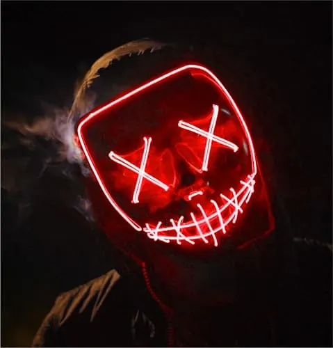 Máscara led de Halloween Purge rojo, máscara de disfraz con control para Halloween, carnaval y como disfraz para hombres y mujeres, colores a elegir