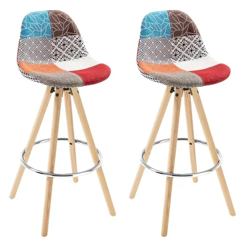 WOLTU 2X Taburetes de Bar con Respaldo, Cuero Sintético, Multicolor