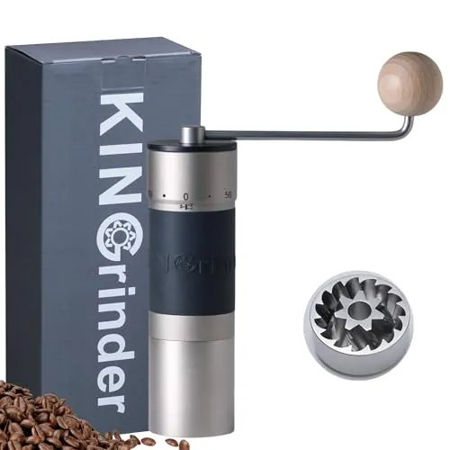 【Plateado】KINGrinder K6 molinillo café manual mango recto muela inox