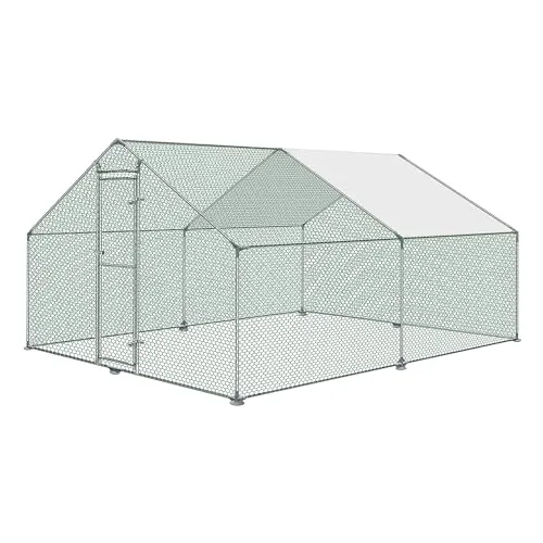UISEBRT - Gallinero, jaulas para animales pequeños, cercado con techo de polietileno para aves de corral, conejos, mascotas pequeñas, perros (3 x 4 x 2 m)
