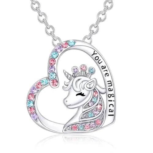 NHQZ Regalo para niñas Collar colgante de corazón Collar para niñas Mujeres Regalo de cumpleaños para niñas Joyería