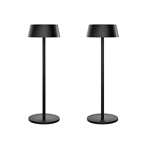 K-Bright 2 piezas Lámpara de mesa inalámbrica, 3000K Color de luz cálida recargable para Adecuado para interiores y exteriores lámpara de mesa LED recargable(negro)