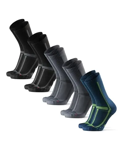 DANISH ENDURANCE Calcetines Running Altos, 3 y 5 Pack MC (2xNegro/Gris, 2xGris/Negro, 1xAzul/Amarillo) 43-47